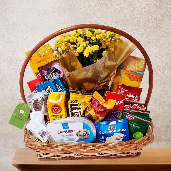Cesta de Café com Flores Bom Dia para Você!