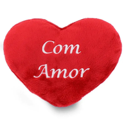 Coração de Pelúcia 25X28 cm - Com Amor Vermelho